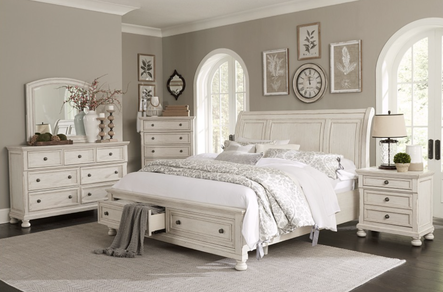 Bethel Collection Bedroom Set in Antique White - Carmichael Furniture Outlet